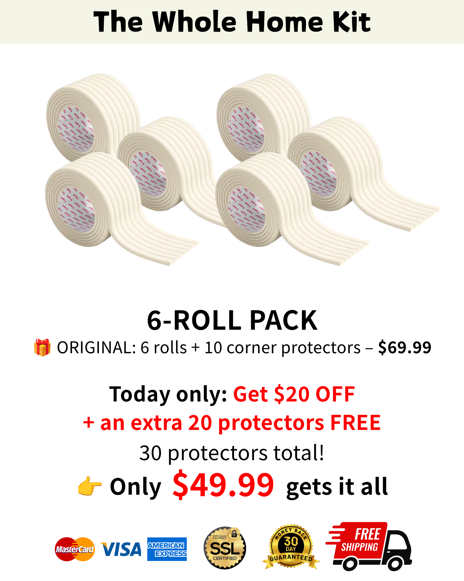 Momguard Bumper Strip - 6 Rolls w/30% OFF + Free Gift
